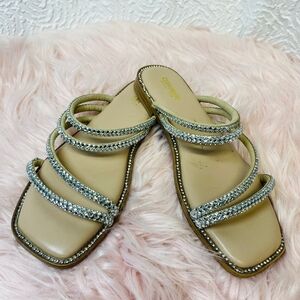 Silver Cream Rhinestone Sandals